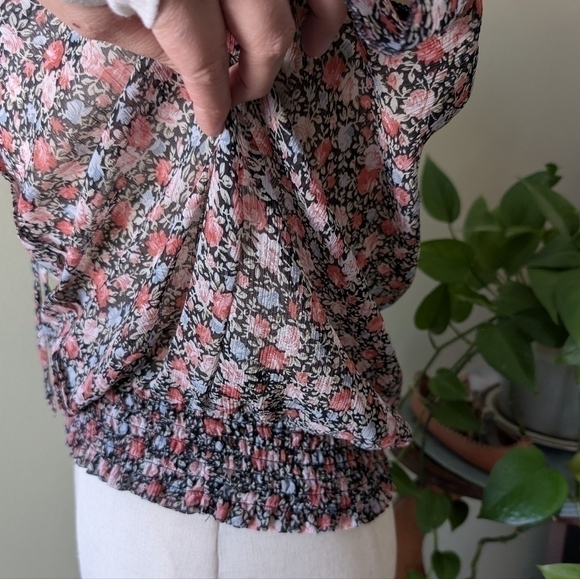 Poetry Women's Size Small Multicolor Ditsy Florals Boho Peasant Blouse - Picture 8 of 14